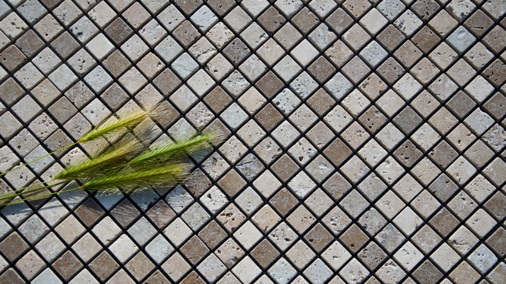 Mosaico in travertino "2,5x2,5 Tuscany Mix" Ciottolo