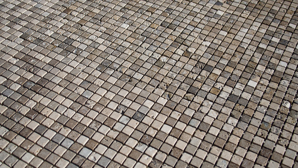 Mosaico in travertino "1,5x1,5 Tuscany Mix" Ciottolo