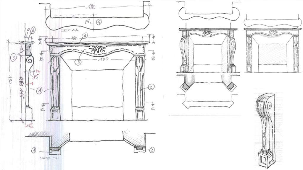 A sculptural fireplace