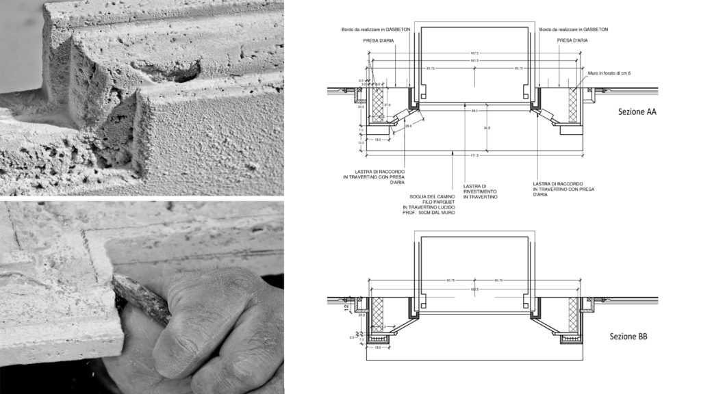 A sculptural fireplace