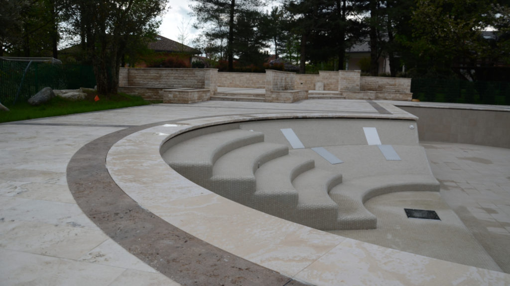 Swimming pool and outdoor in travertine