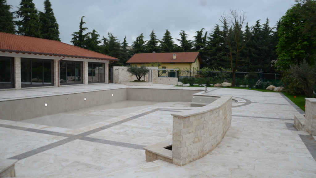 Swimming pool and outdoor in travertine