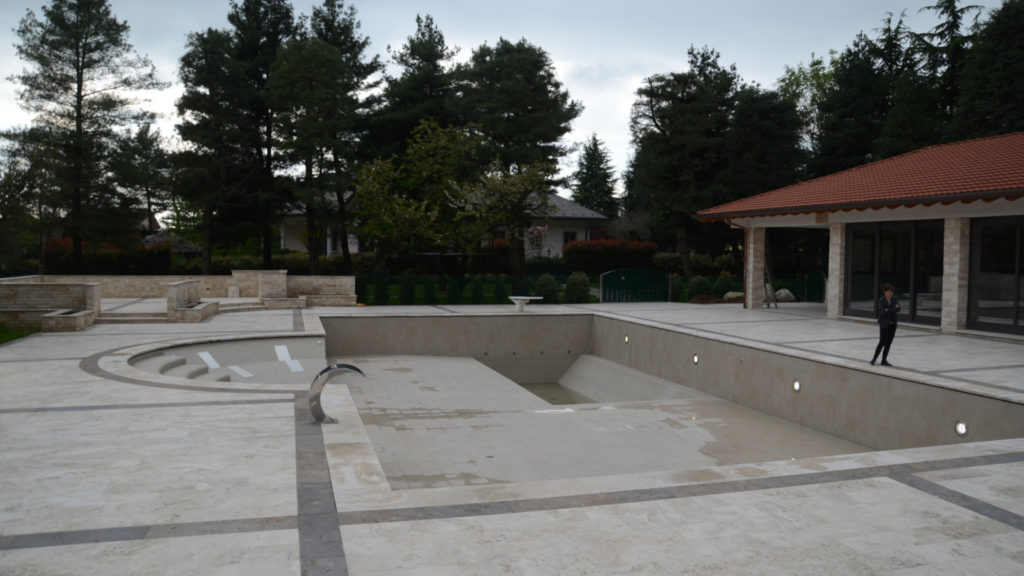 Swimming pool and outdoor in travertine