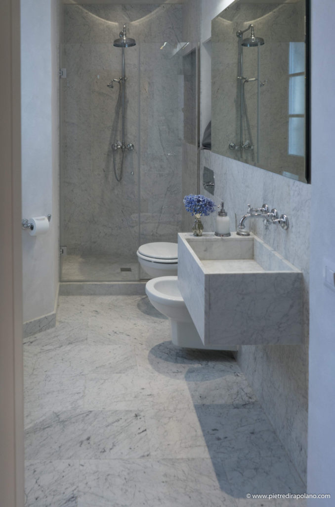 Lavabo assemblato in Bianco di Carrara