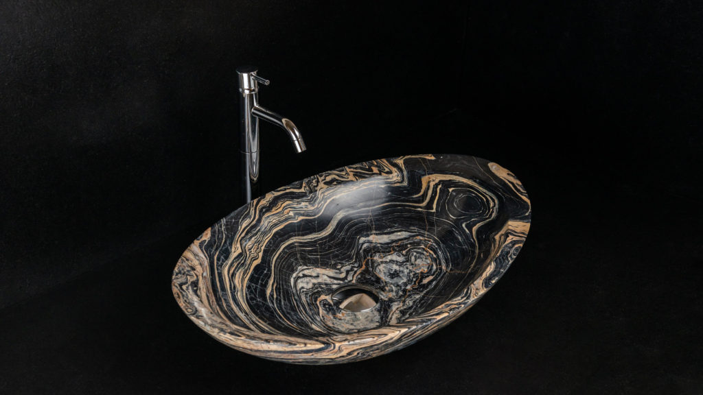 Ovales Waschbecken aus Marmor „Ovetto New Gold Picasso“