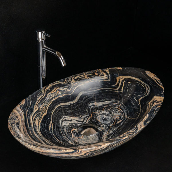 Oval marble washbasin "Ovetto New Gold Picasso"