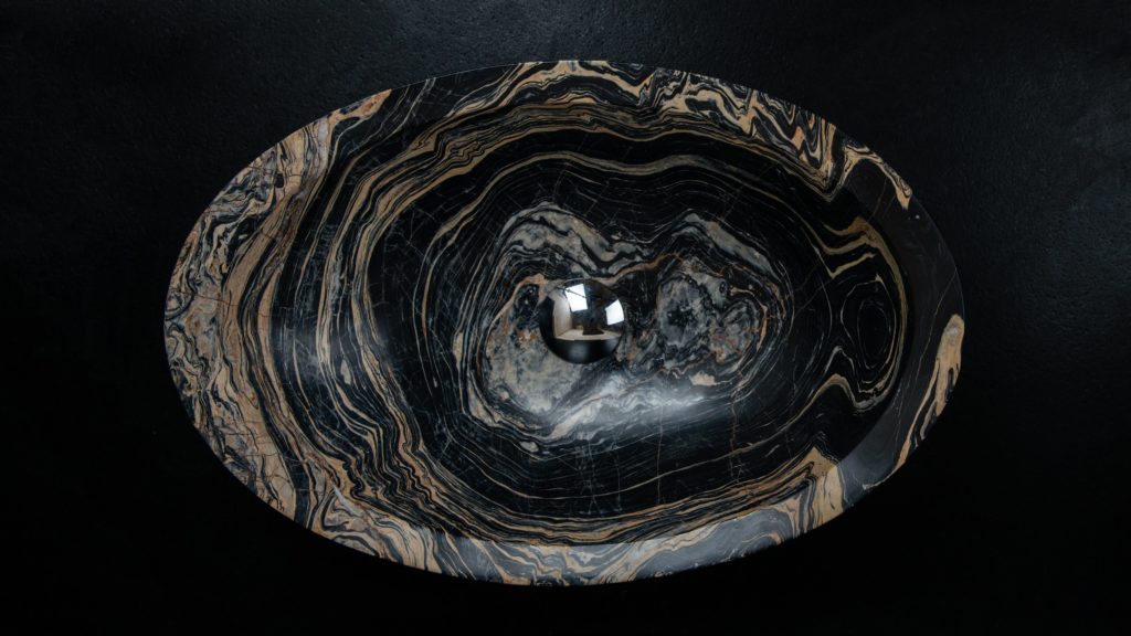 Ovales Waschbecken aus Marmor „Ovetto New Gold Picasso“