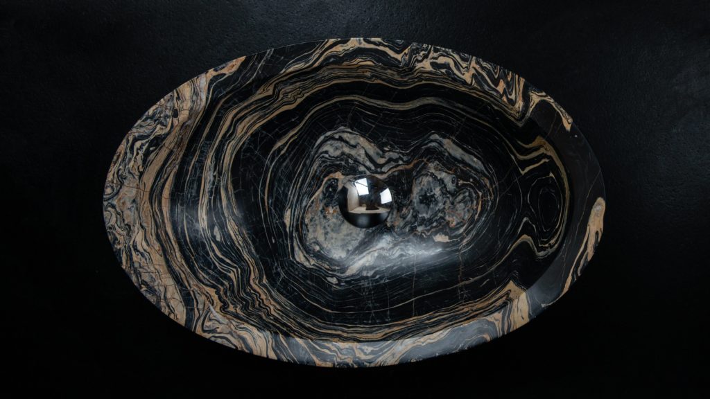 Oval marble washbasin "Ovetto New Gold Picasso"