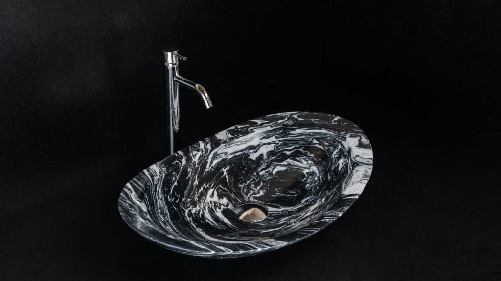 Oval marble washbasin “Ovetto New White Picasso”