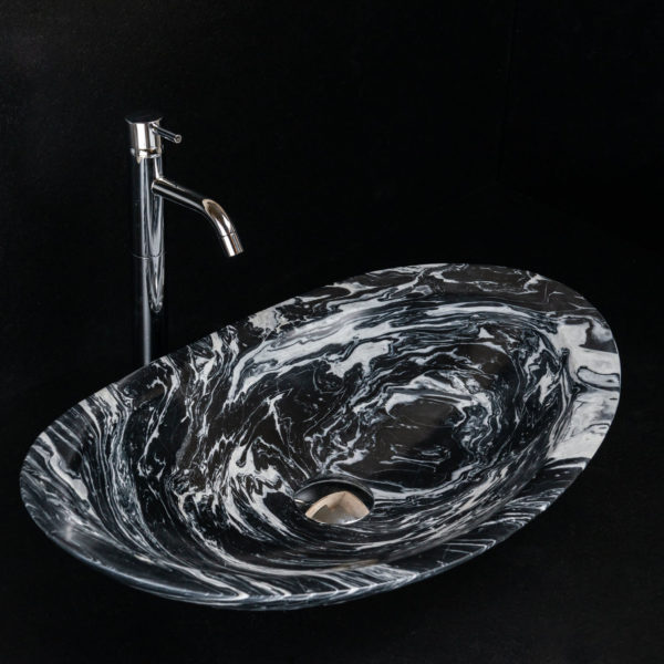 Oval marble washbasin "Ovetto New White Picasso"
