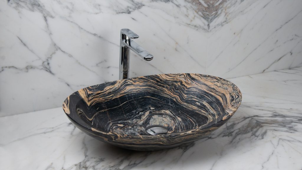 Oval marble washbasin "Ovetto New Gold Picasso"