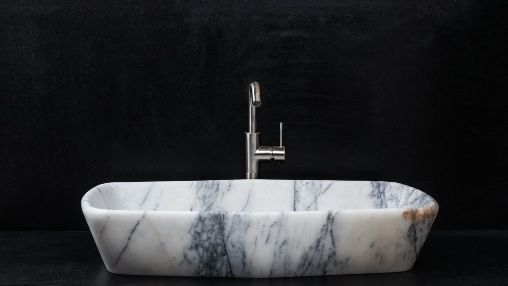 Lavabo rettangolare in marmo "Vassoio Lilac"