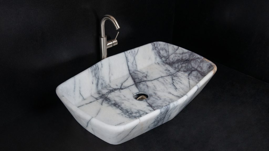 Lavabo rettangolare in marmo “Vassoio Lilac”