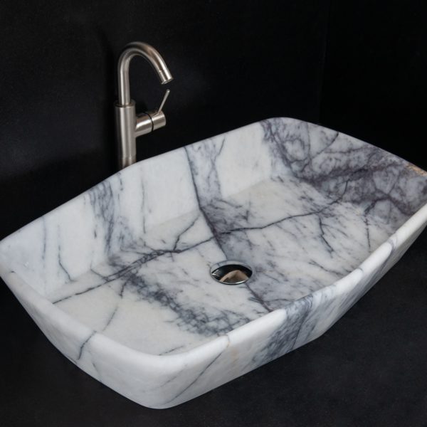 Lavabo rettangolare in marmo "Vassoio Lilac"