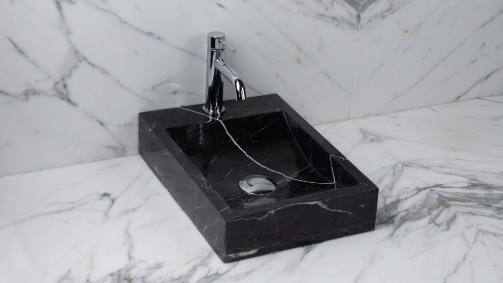 Small washbasin in black marble "Side Black"