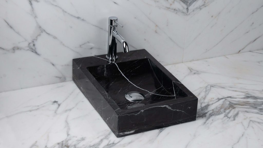 Lavabo piccolo in marmo nero "Side Black"