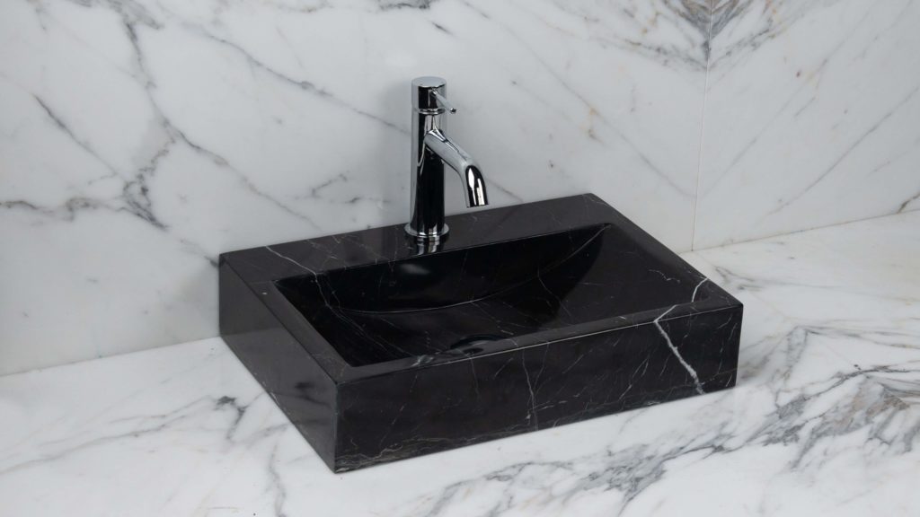 Lavabo piccolo in marmo nero "Back Black"