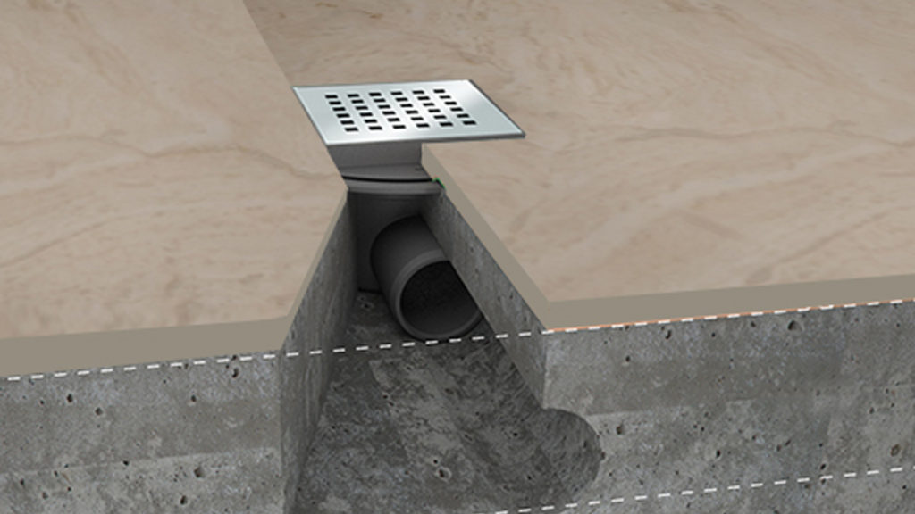 Channels for built-in shower with thin bed waterproofing system