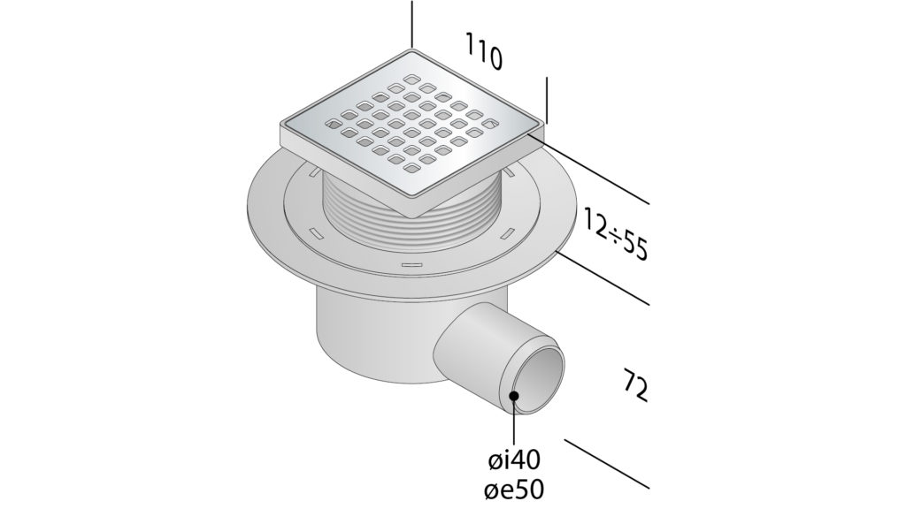 Ablaufventil für quadratische Dusche „11x11“