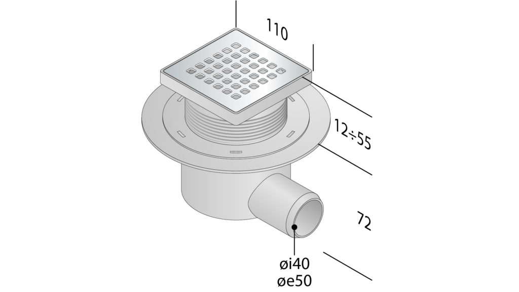 Piletta per doccia quadrata "11x11"