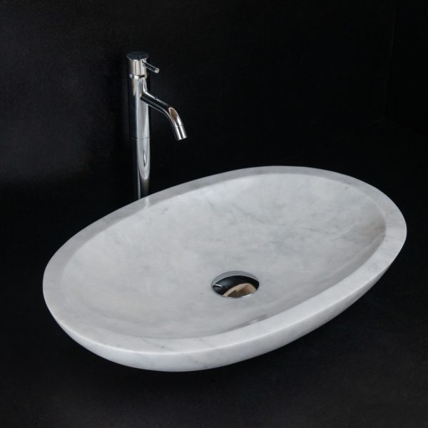 Lavabo ovale in travertino "Smooth Carrara T"