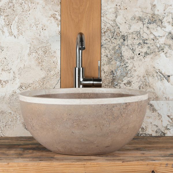 Travertine washbasin “Fiano Bicolor S/C”