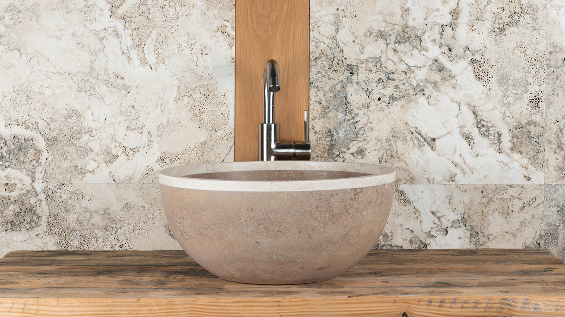 Travertine washbasin “Fiano Bicolor S/C”