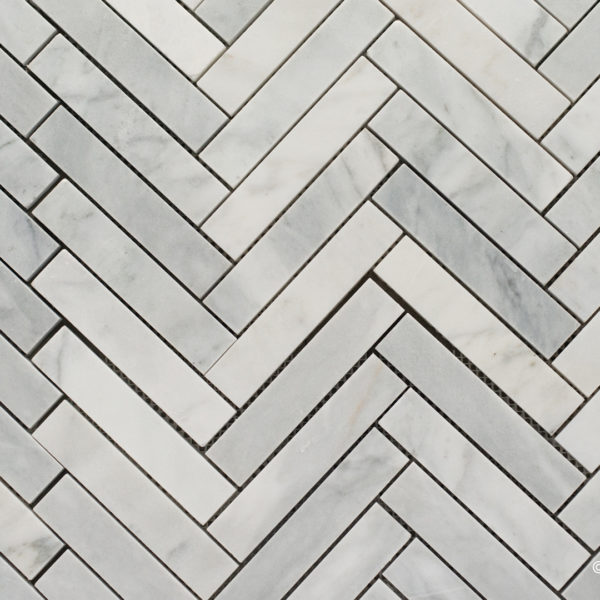 Mosaic in White marble “Spina Piccola ” Polished