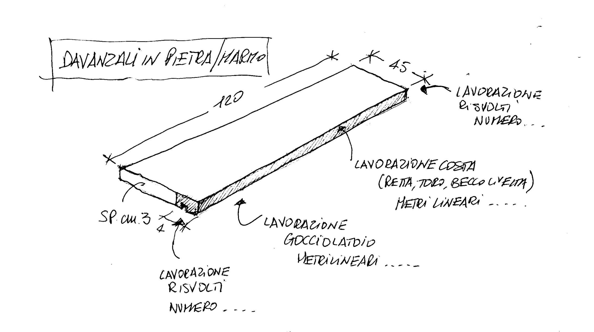 Davanzali in pietra marmo capitolato