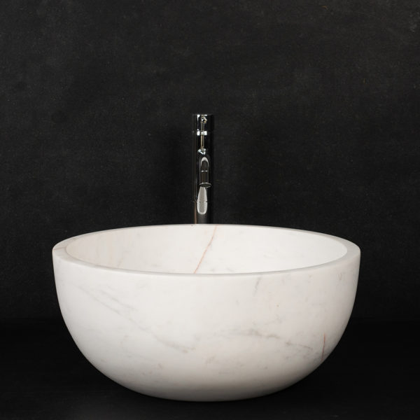 Lavabo rotondo in marmo "Fiano Bianco Alba"