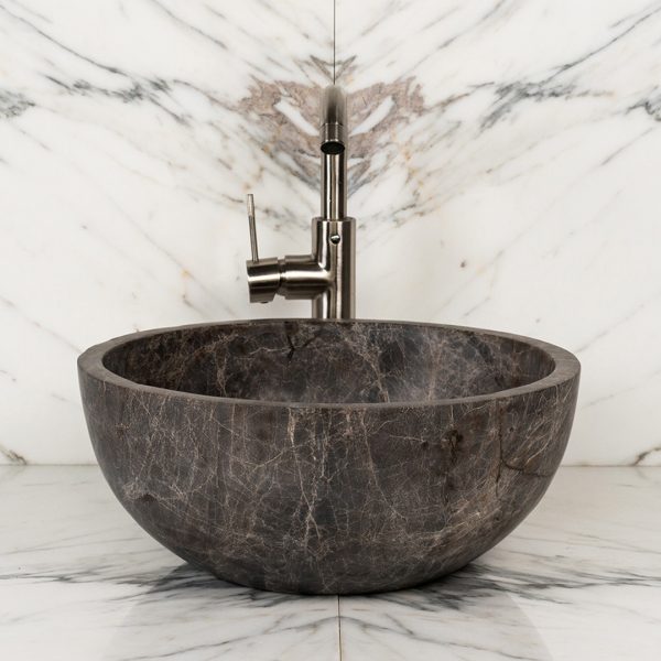 Round marble washbasin "Fiano Emperador"