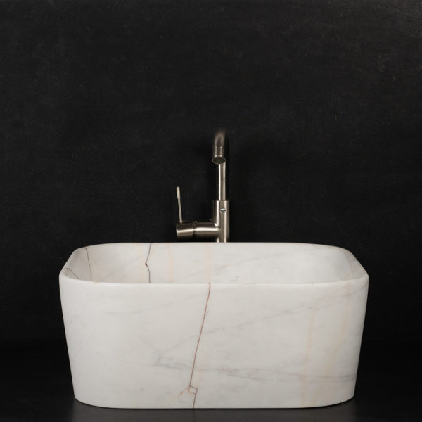 Lavabo grande quadrato in marmo Bianco Alba "Square"