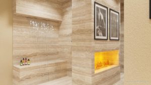 Bagno camino pdr travertino zebra terra chiara