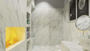 Bagno camino bianco carrara