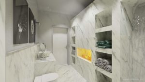 Bagno camino bianco carrara