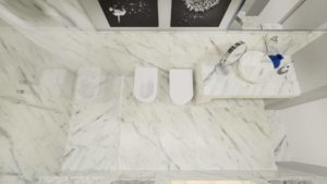Bagno camino bianco carrara