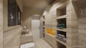 Bagno camino pdr travertino zebra terra chiara