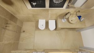 Bagno camino pdr travertino light blend ciottolo