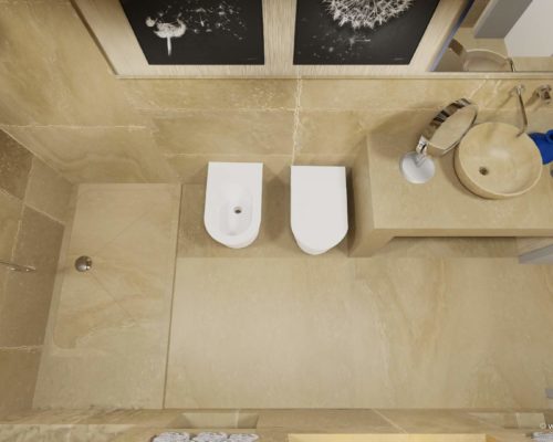 Bagno camino pdr travertino light blend ciottolo