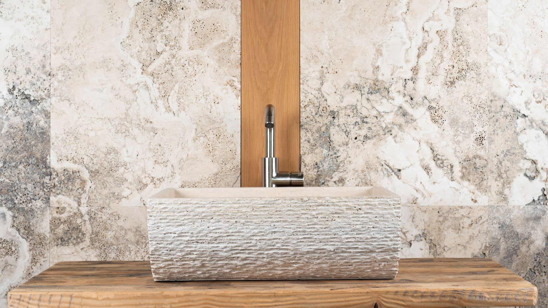 Designer travertine washbasin “Mustang”