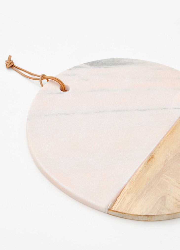 Vassoio marmo rosa design regali natale pink marble serving board round