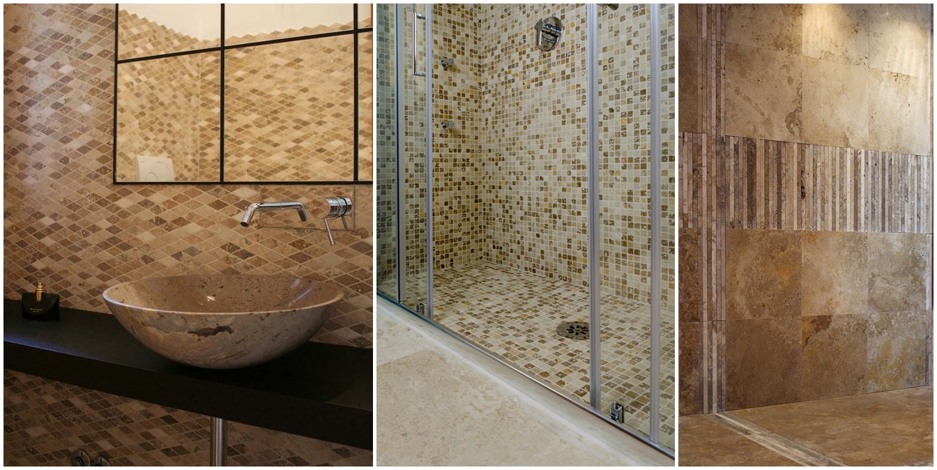 Bagno in mosaico di marmo pietre di rapolano