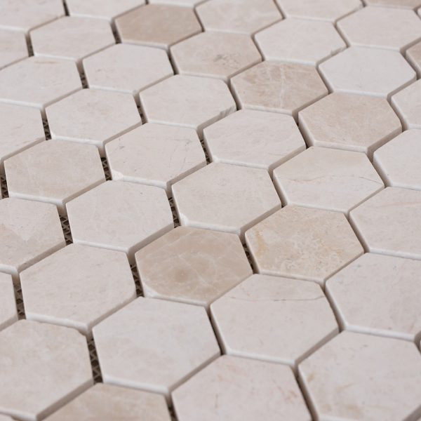 Mosaik in beiger Marmor  „Esagono 4.8“ Hochglanz