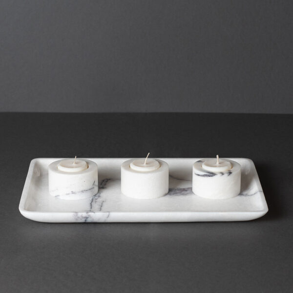 Set Vassoio e  Porta candele - PDR130 Marmo Lilac