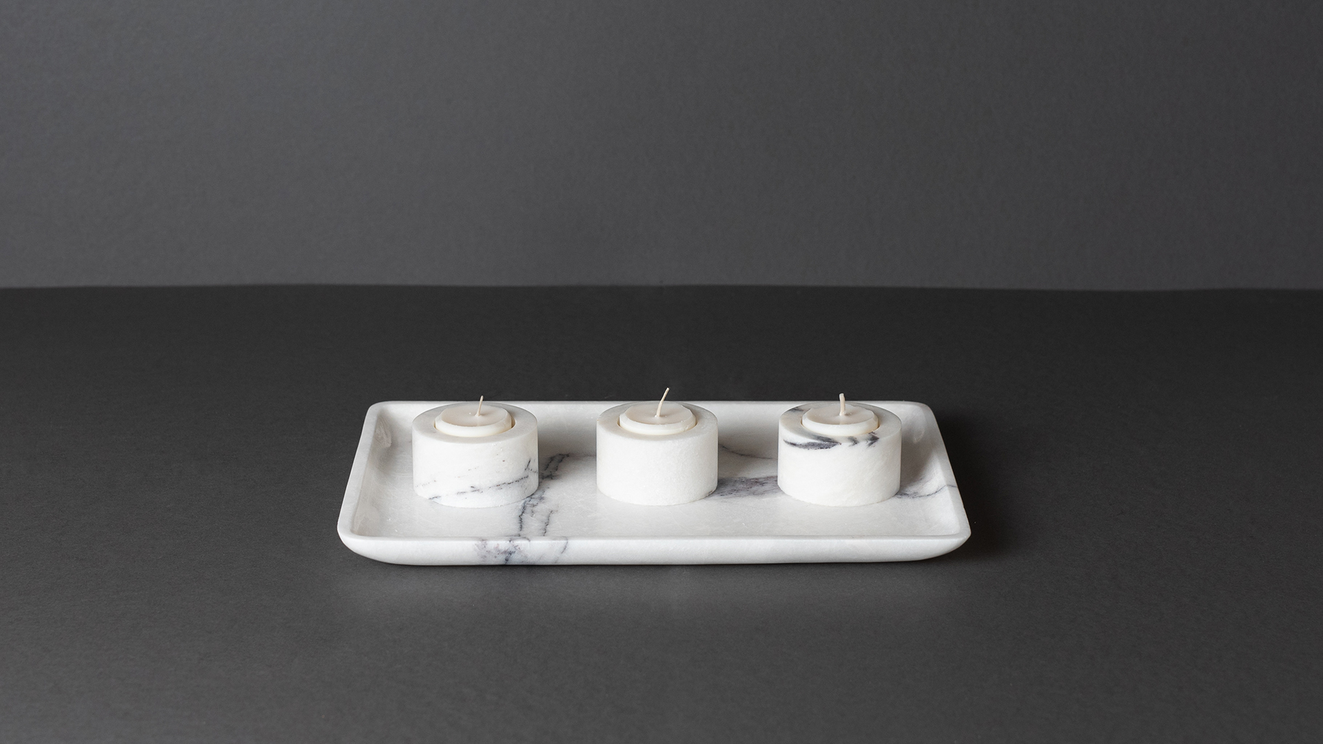 Tray & Candle Holder Set – PDR130 Lilac marble