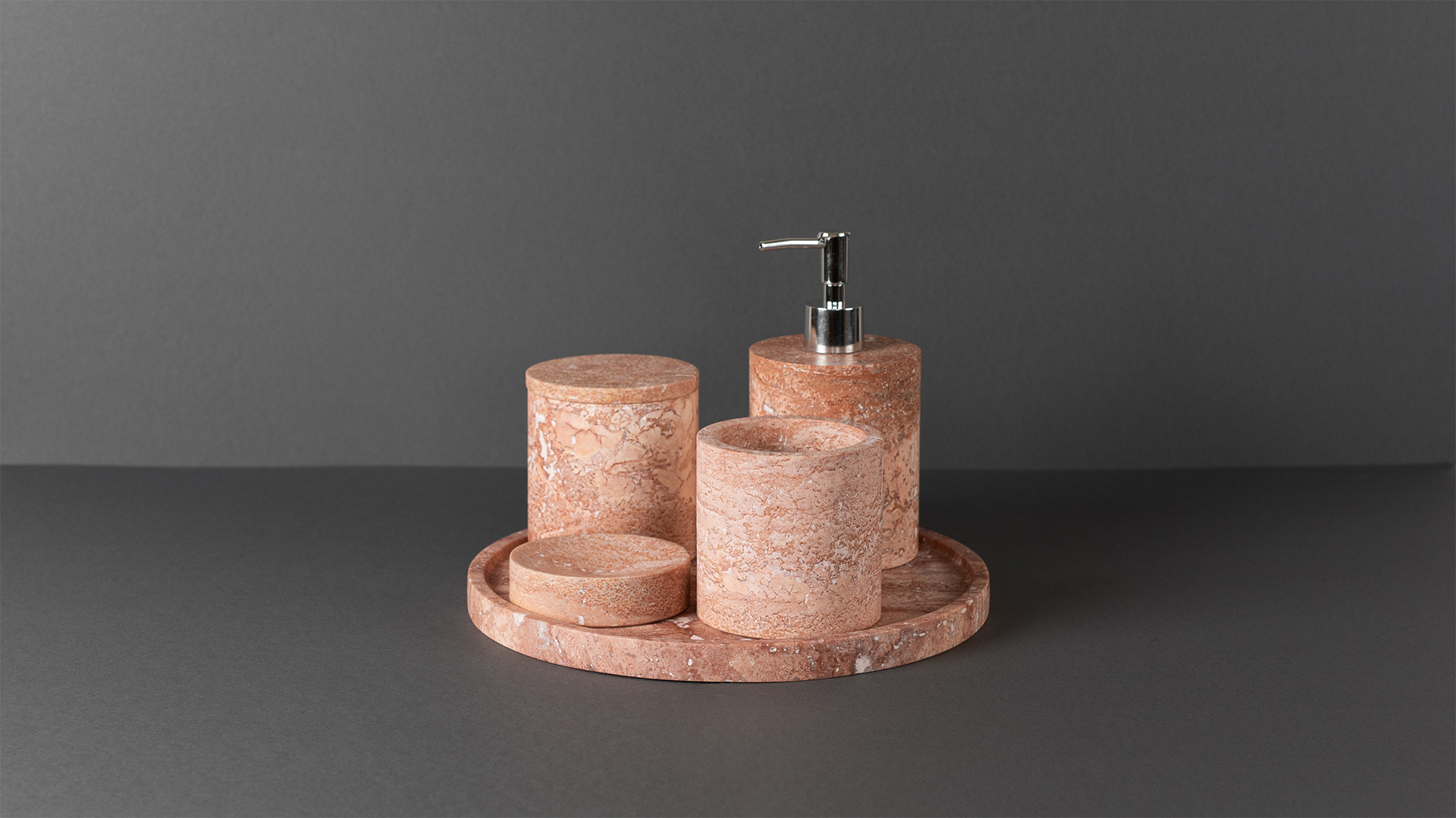 Bathroom accessories –  PDR079 pink travertine