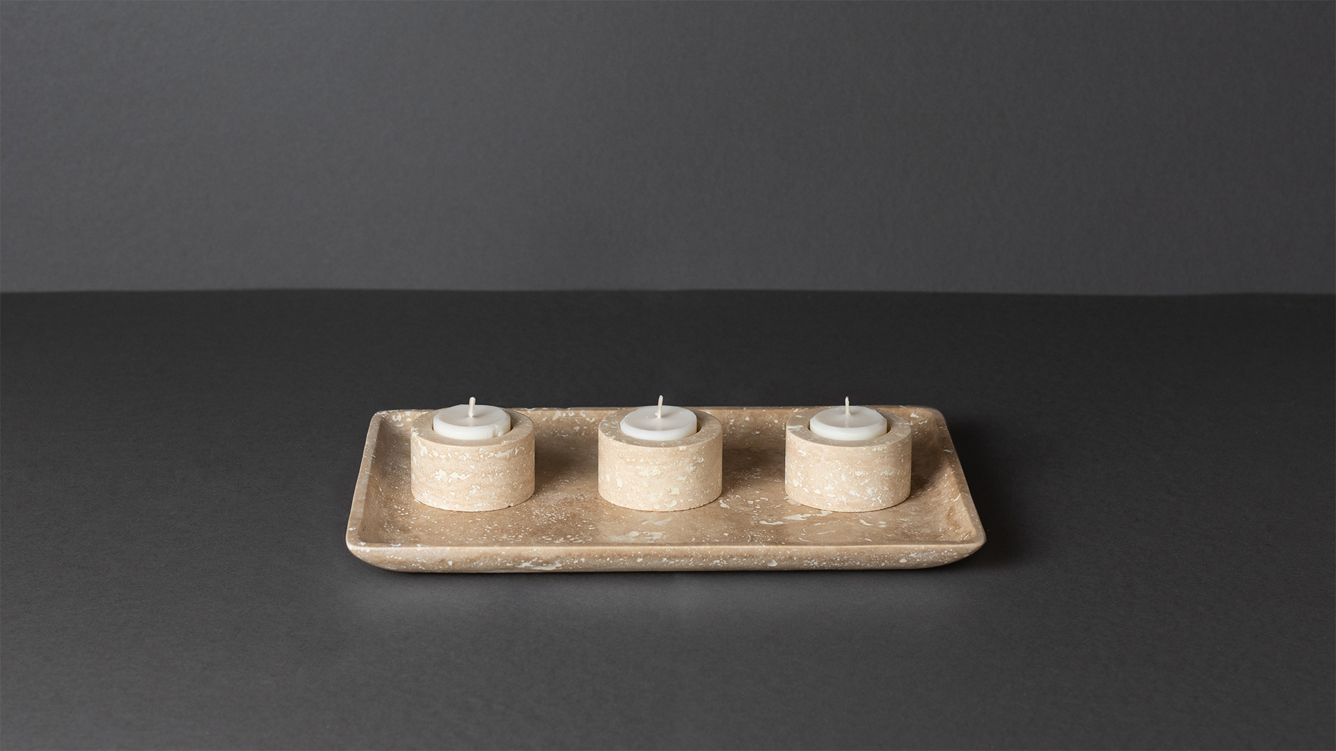 Set vassoio e Porta candele  in PDR067 Light Blend