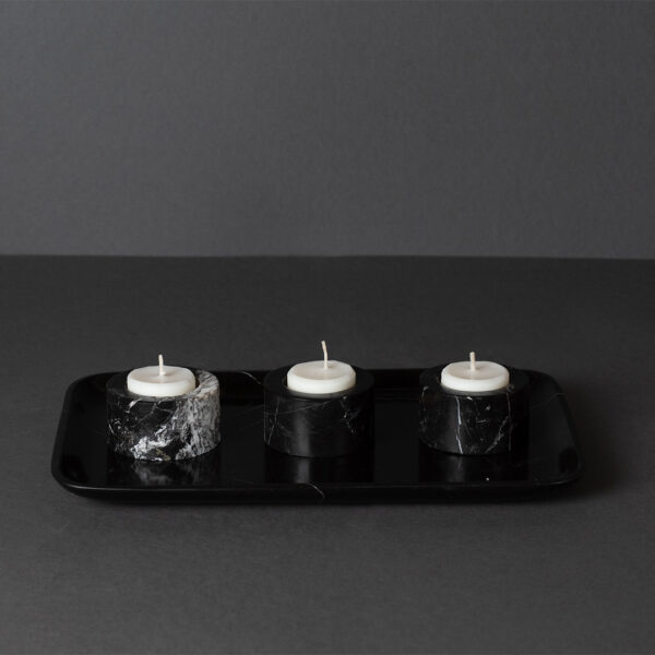 Set Vassoio e  Porta candele - PDR136 Nero marquina TR