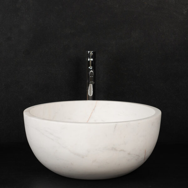 Lavabo rotondo in marmo “Fiano Bianco Alba”