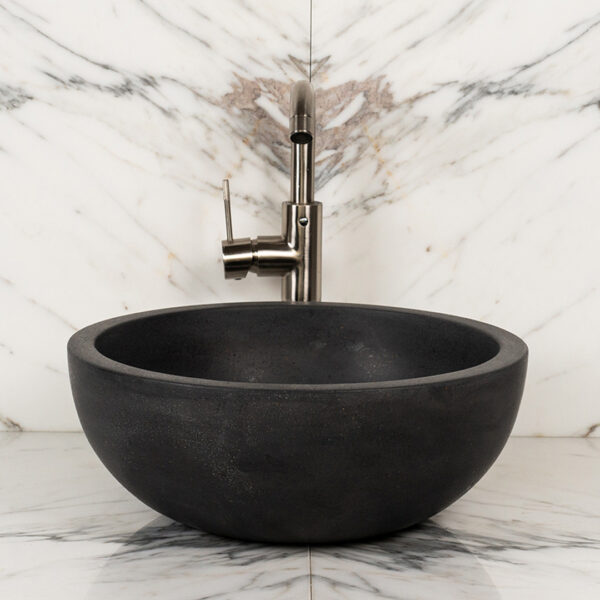 Lavabo rotondo in pietra “Fiano Basalto”